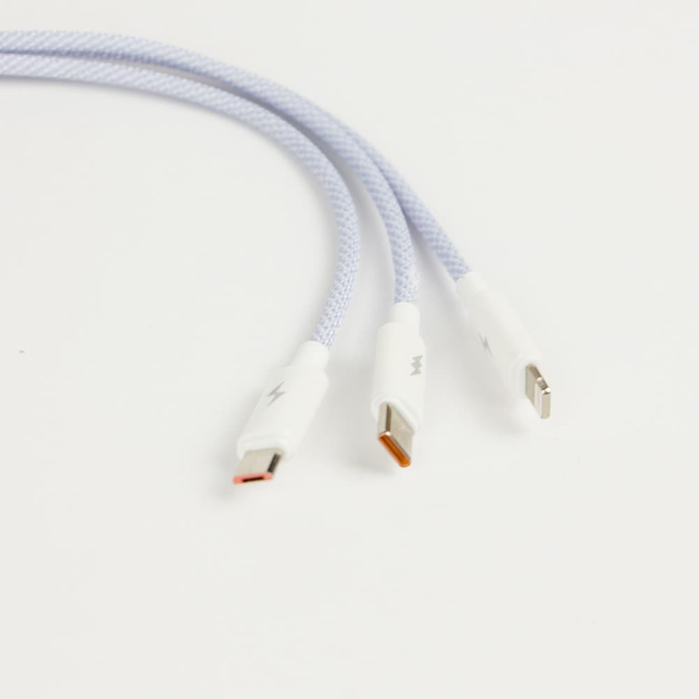 Cavo nylon 3 in 1 colorato - power 66W - USB-A - 2