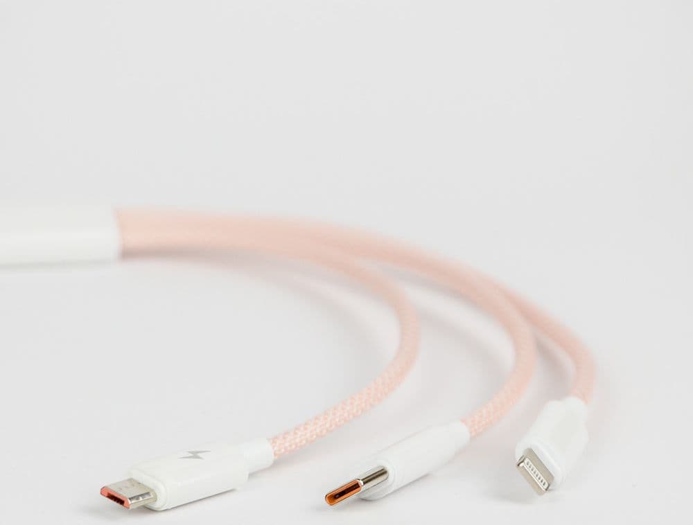 Cavo nylon 3 in 1 colorato - power 66W - USB-A - 3