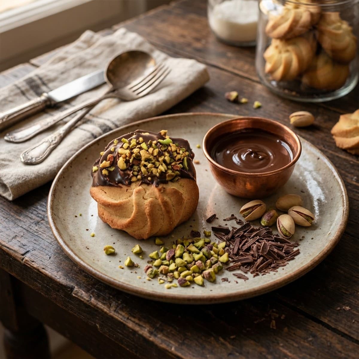 Biscotti al Burro con glassa al cioccolato & granella di pistacchio - 3