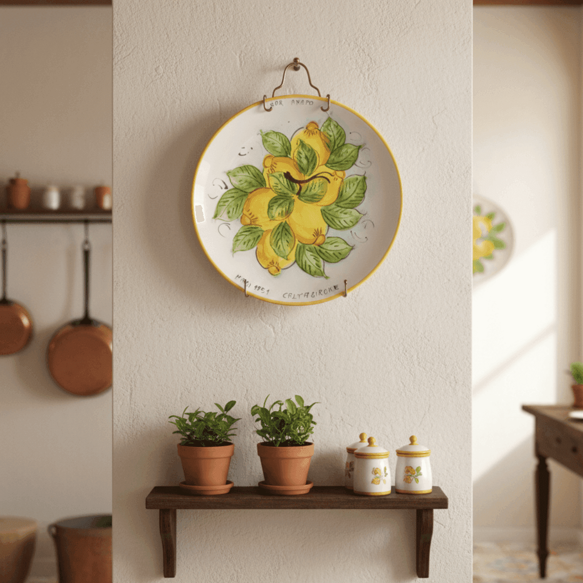 Piatto da parete vassoio in ceramica Limoneto dipinto a mano - 2