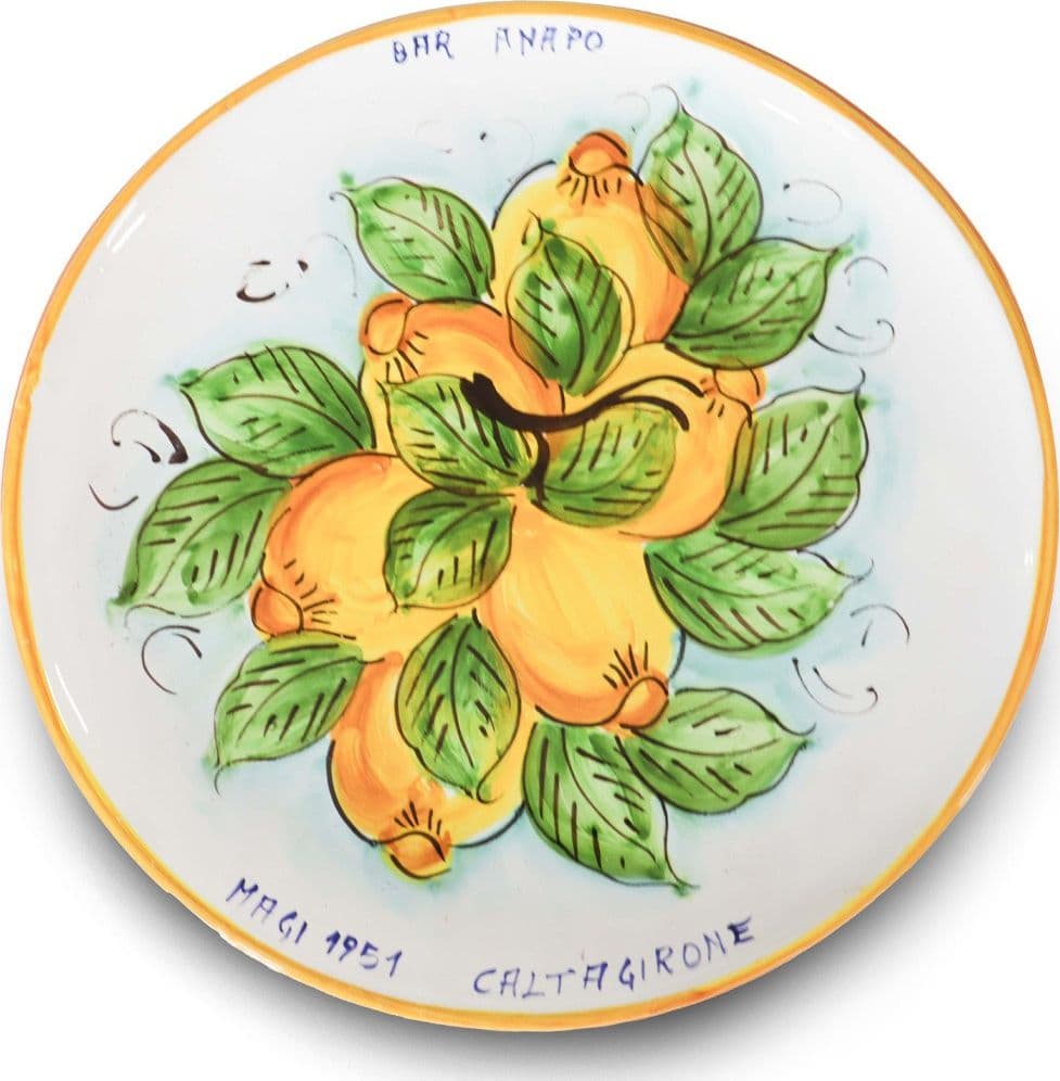 Piatto da parete vassoio in ceramica Limoneto dipinto a mano - 4