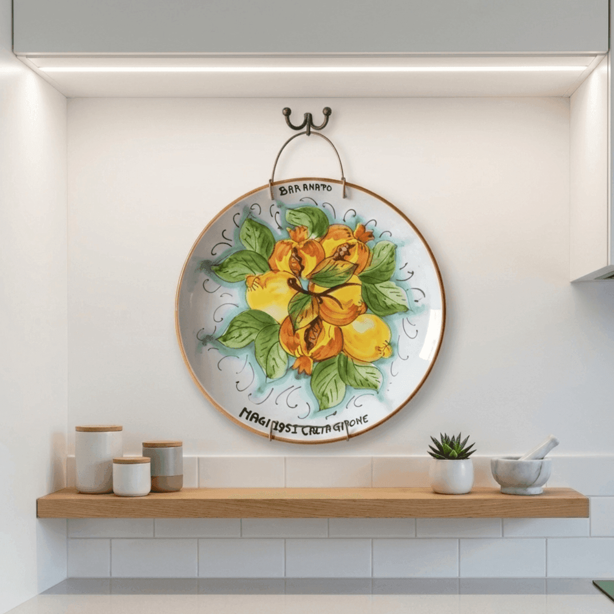 Piatto in ceramica di Caltagirone Agrumi e Girasole dipinto a mano - 2