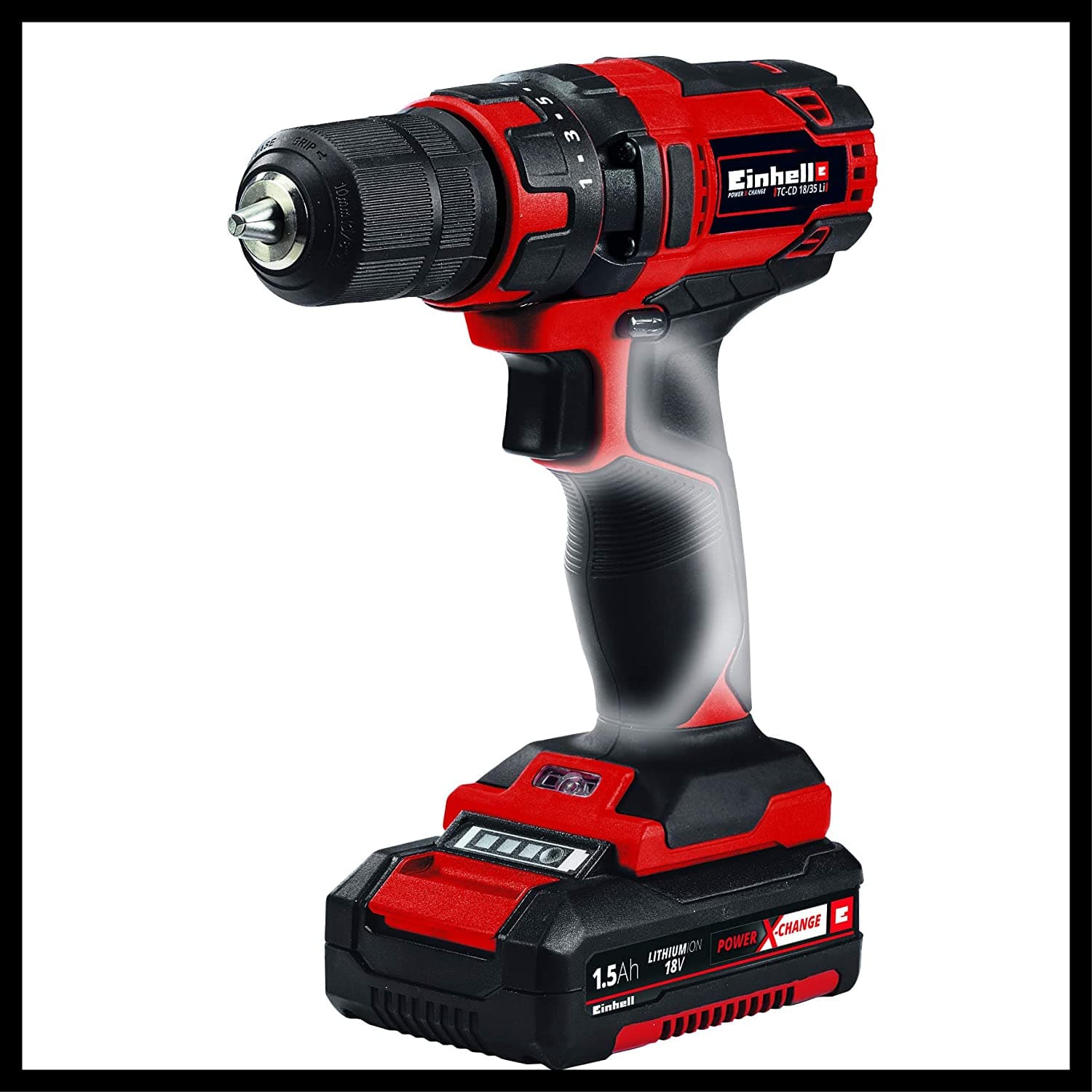 Trapano a batteria con illuminazione LED regolazione del numero di giri impugnatura comoda - 4