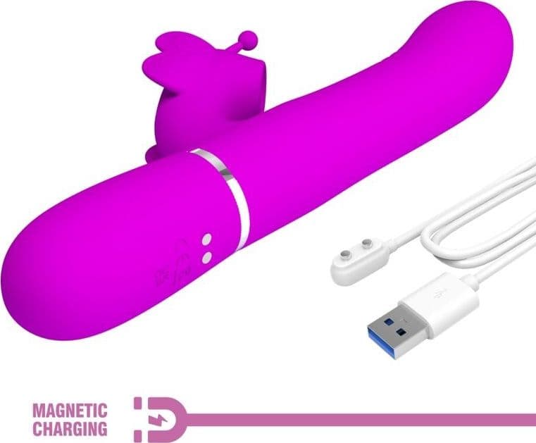 Vibratore Multifunzione Rabbit 4 in 1 Farfalla Viola PRETTY LOVE - 11