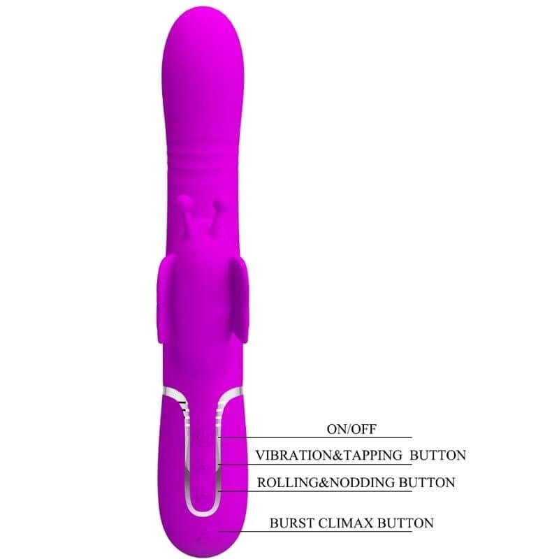 Vibratore Multifunzione Rabbit 4 in 1 Farfalla Viola PRETTY LOVE - 3