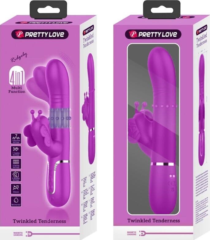 Vibratore Multifunzione Rabbit 4 in 1 Farfalla Viola PRETTY LOVE - 7