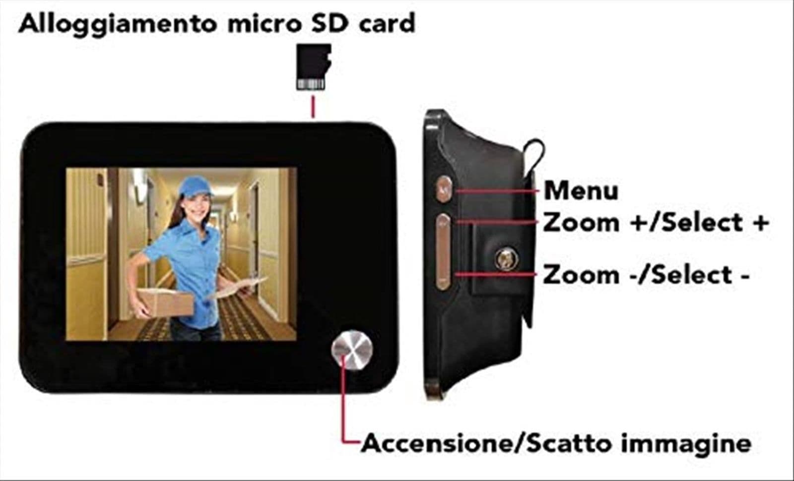 Spioncino porta digitale elettronico registra video e foto telecamera 120° zoom bravo - 2