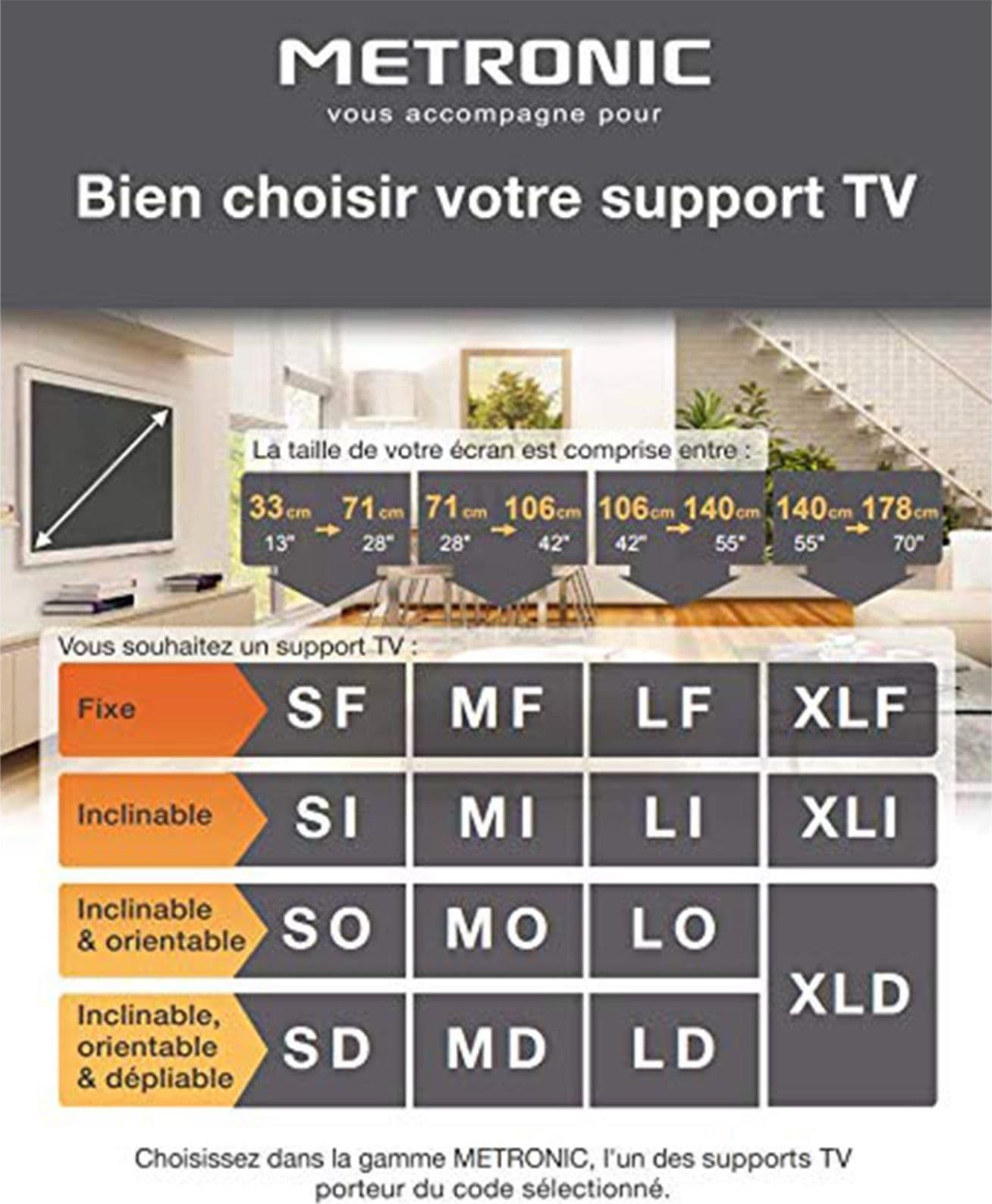 Mensola staffa porta tv 28/42" con braccio nero 451063 supporto da parete metronic a muro - 3