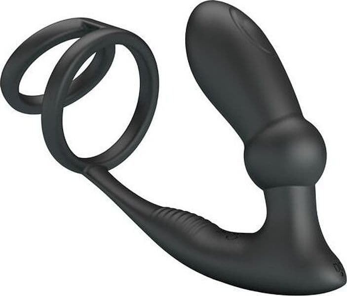 Anello Per Pene Emoni + Tappo Anale 12  VIBRAZIONI Nero  PRETTY LOVE - 2