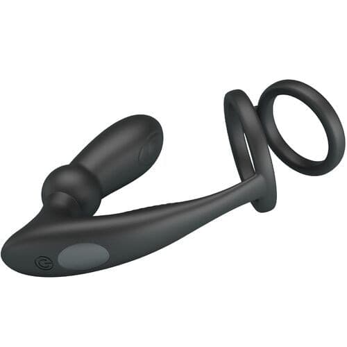 Anello Per Pene Emoni + Tappo Anale 12  VIBRAZIONI Nero  PRETTY LOVE - 5