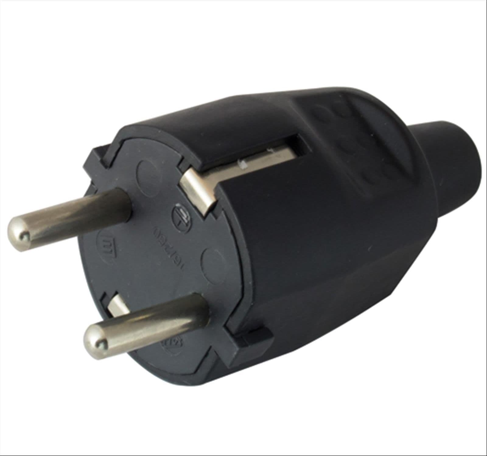 Spina schuko gomma 16a nero maurer 4,8mm - cf. busta - 2