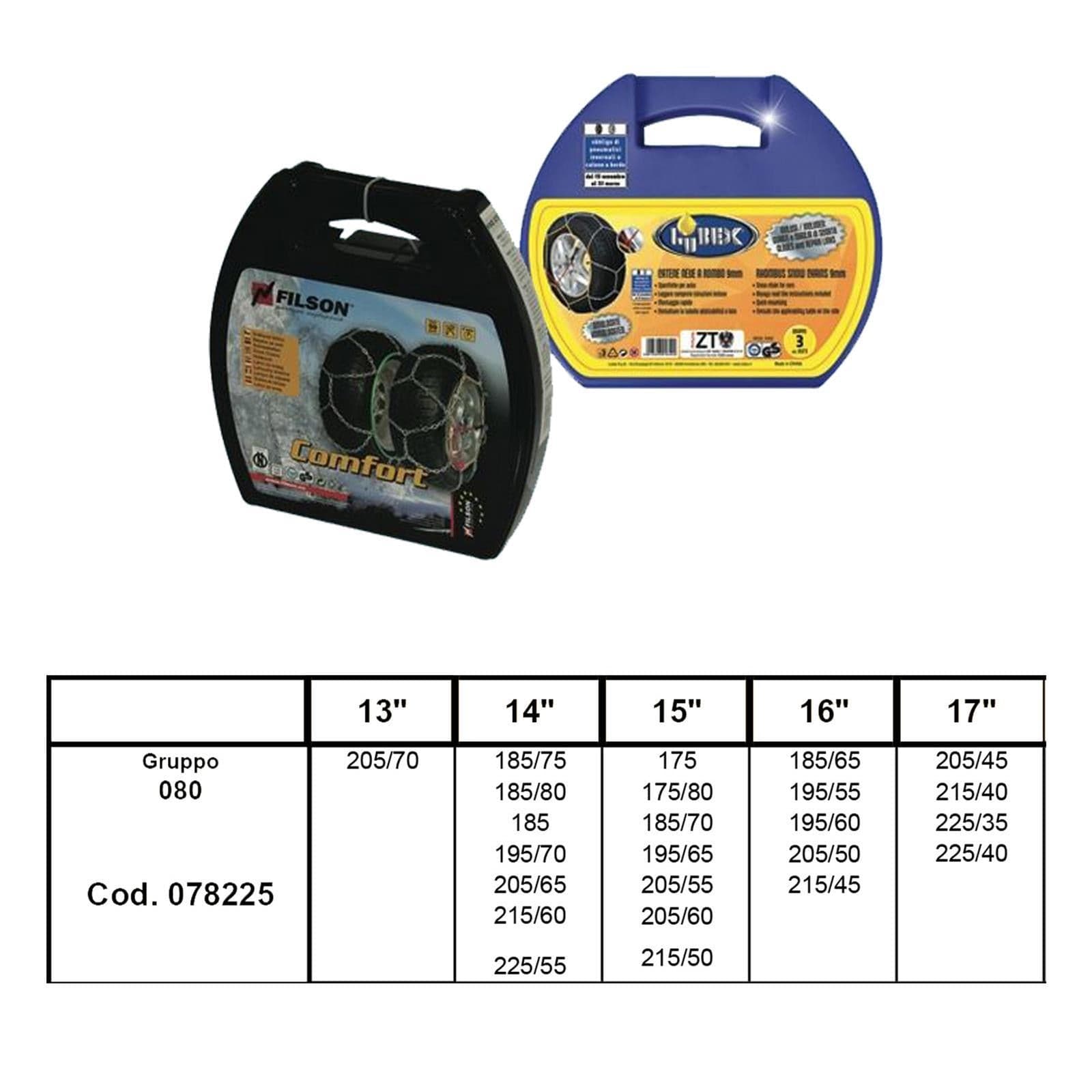Catene auto omologate 9 mm a rombo cementate montaggio rapido (gruppo 080) - 2