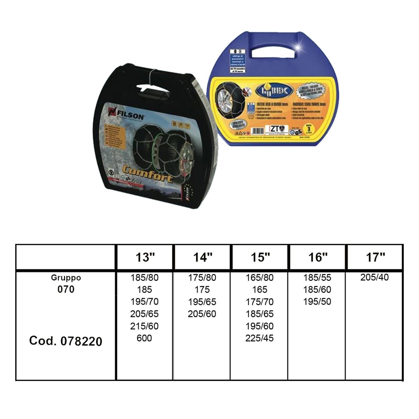 Catene auto omologate 9 mm a rombo cementate montaggio rapido (gruppo 070) - 2