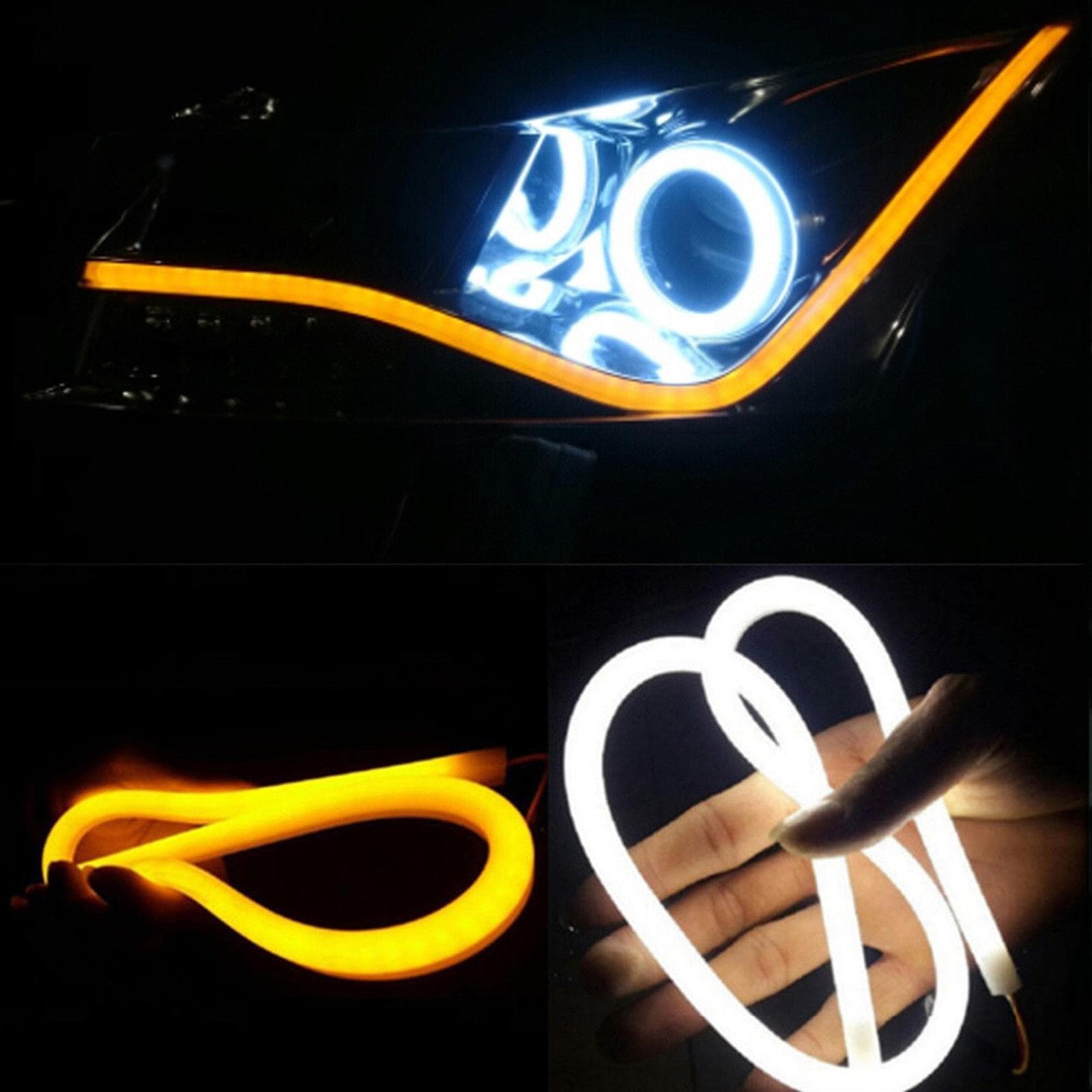 Pz 2 luci luce led flessibile diurne posizione frecce drl stricia audi sequenziali (taglia unica - rosso puntinato) - 2
