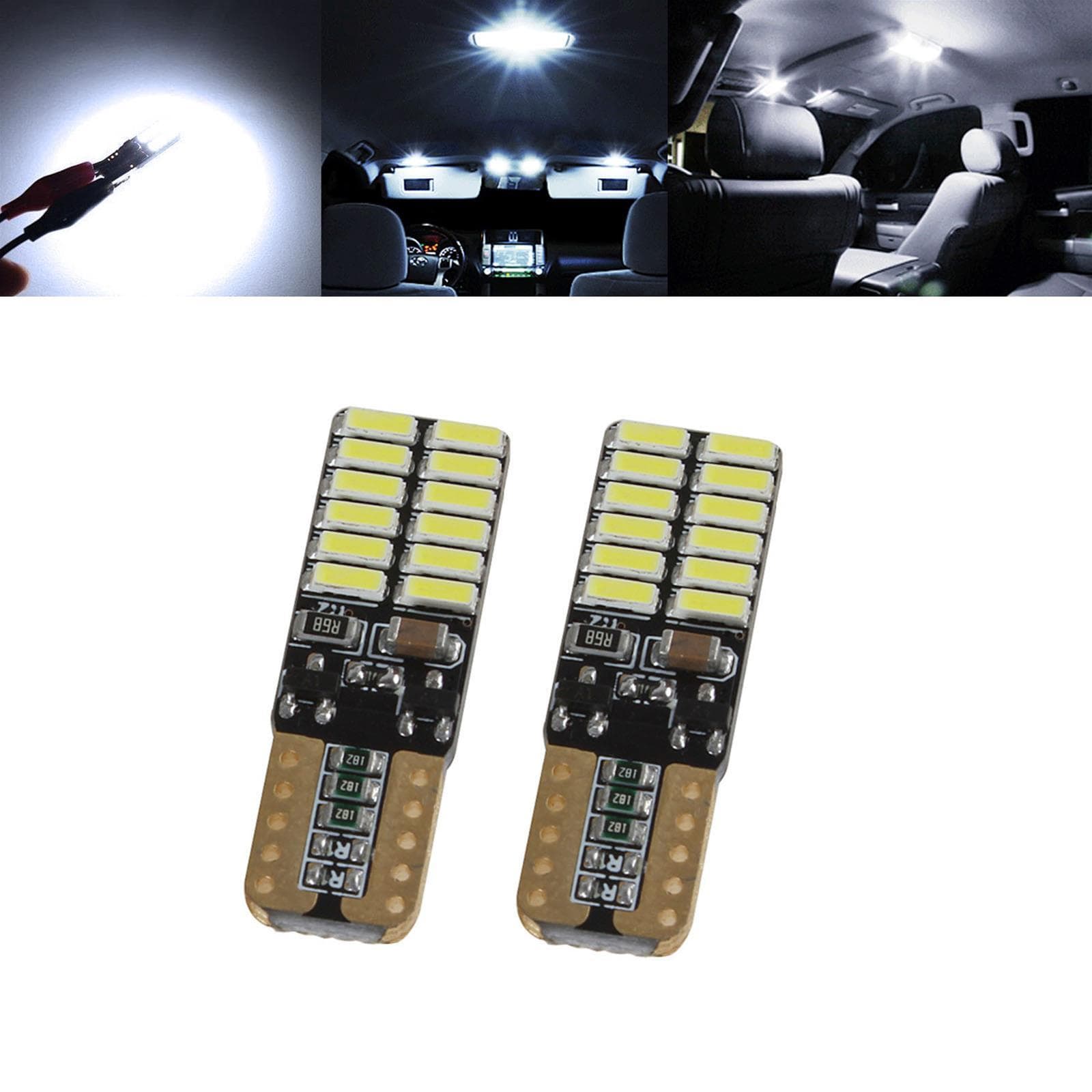 2 lampadine led t10 4014 w5w w16w di posizione targa plafoniera auto 6000k - 2