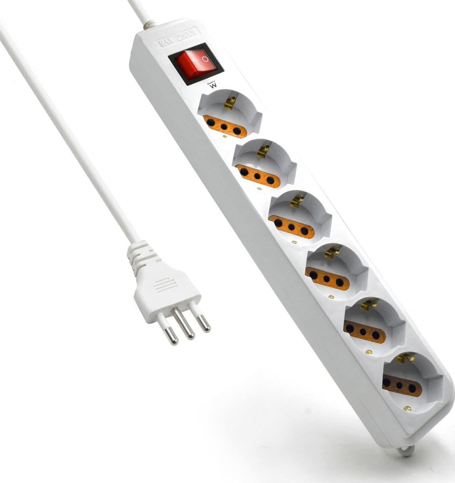 Multipresa ciabatta presa mobile 6 posti prese ciabatte elettrica multiprese elettriche - 4