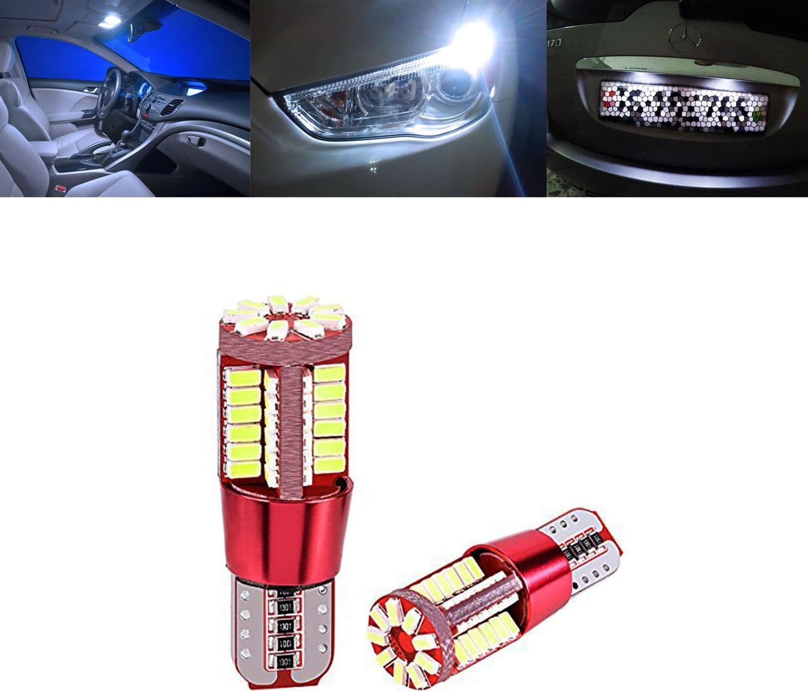 2 led t10 lampade canbus 57 led smd 4014 no erreore luci bianco xenon posizioni auto automobile - 2