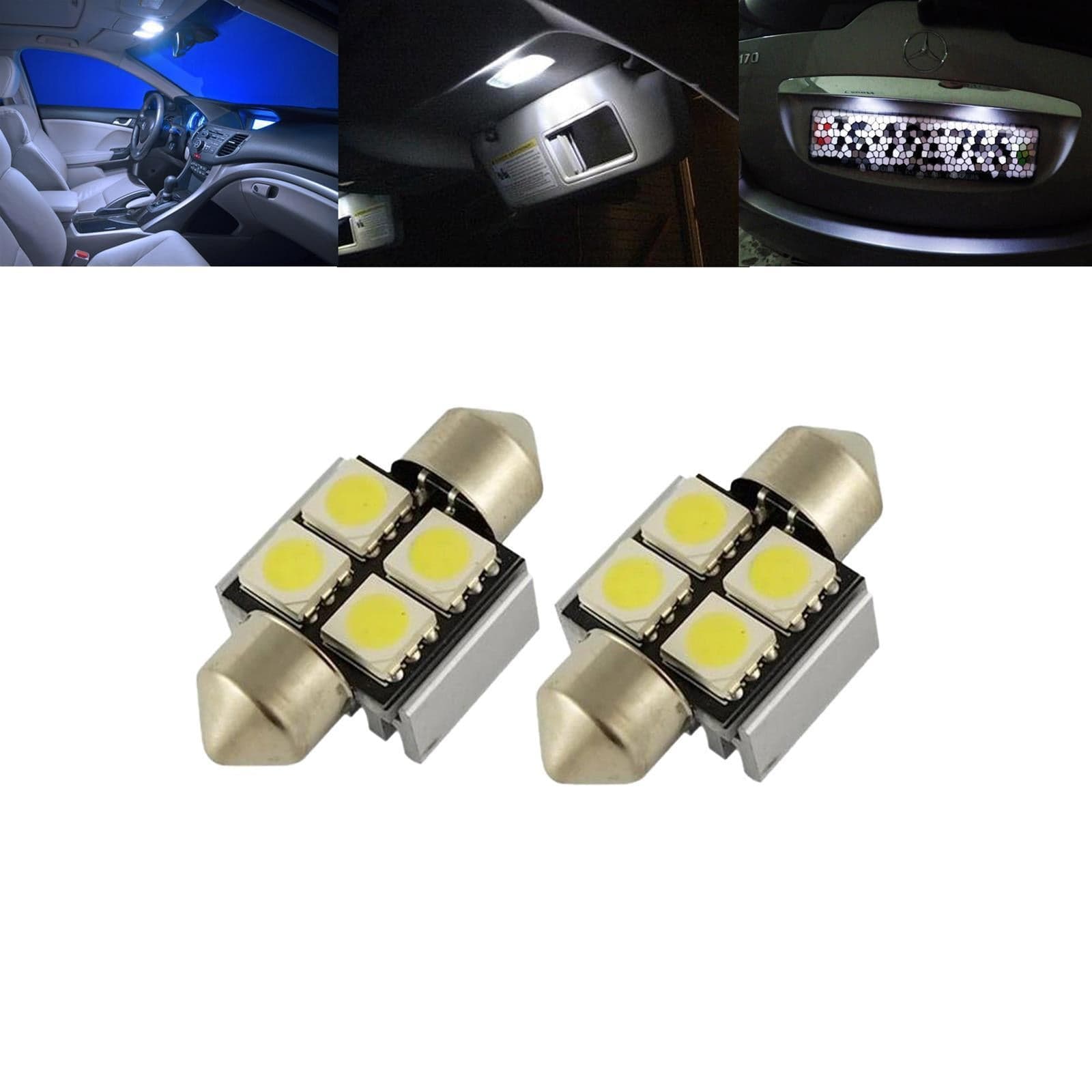 2 lampade siluro c5w led 5050 no errore luci auto canbus targa 36 mm plafoniera - 2