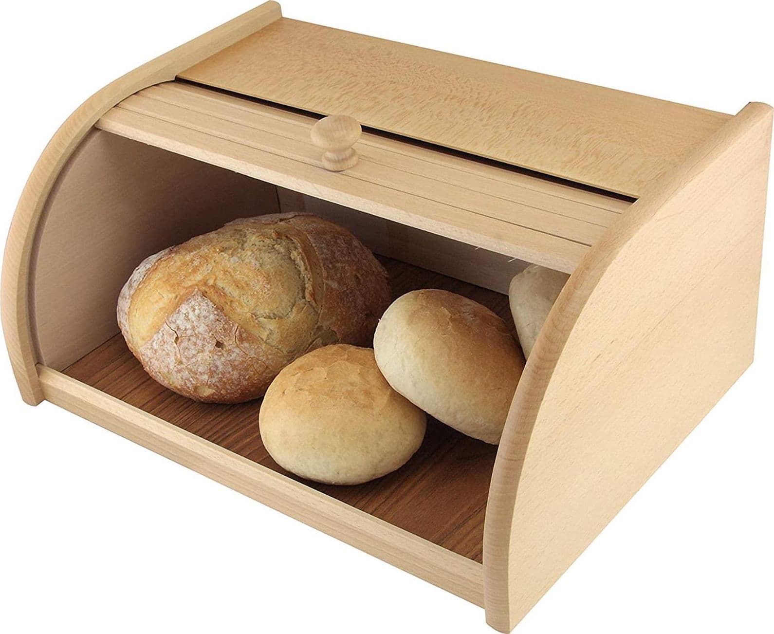Portapane con apertura a serranda in legno di Faggio (cm 40 x 20 x 17 cm) - 5