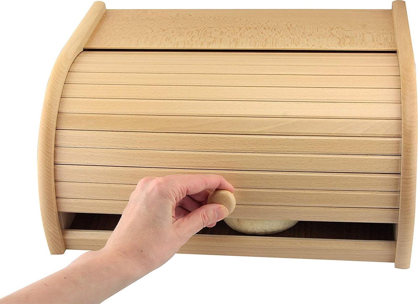 Portapane con apertura a serranda in legno di Faggio (cm 40 x 20 x 17 cm) - 3