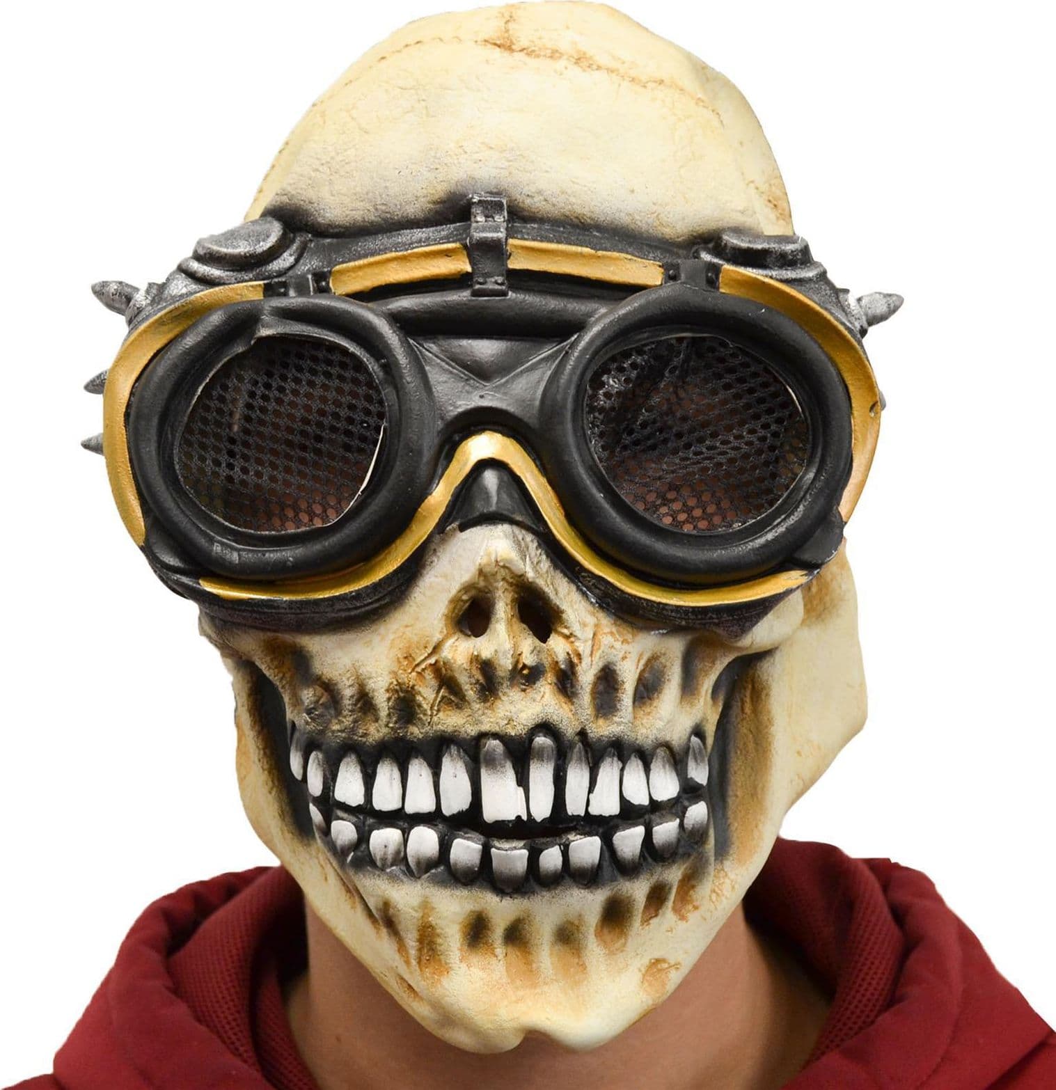 Maschera in lattice realistica mostro teschio con occhiali per carnevale e halloween - 5