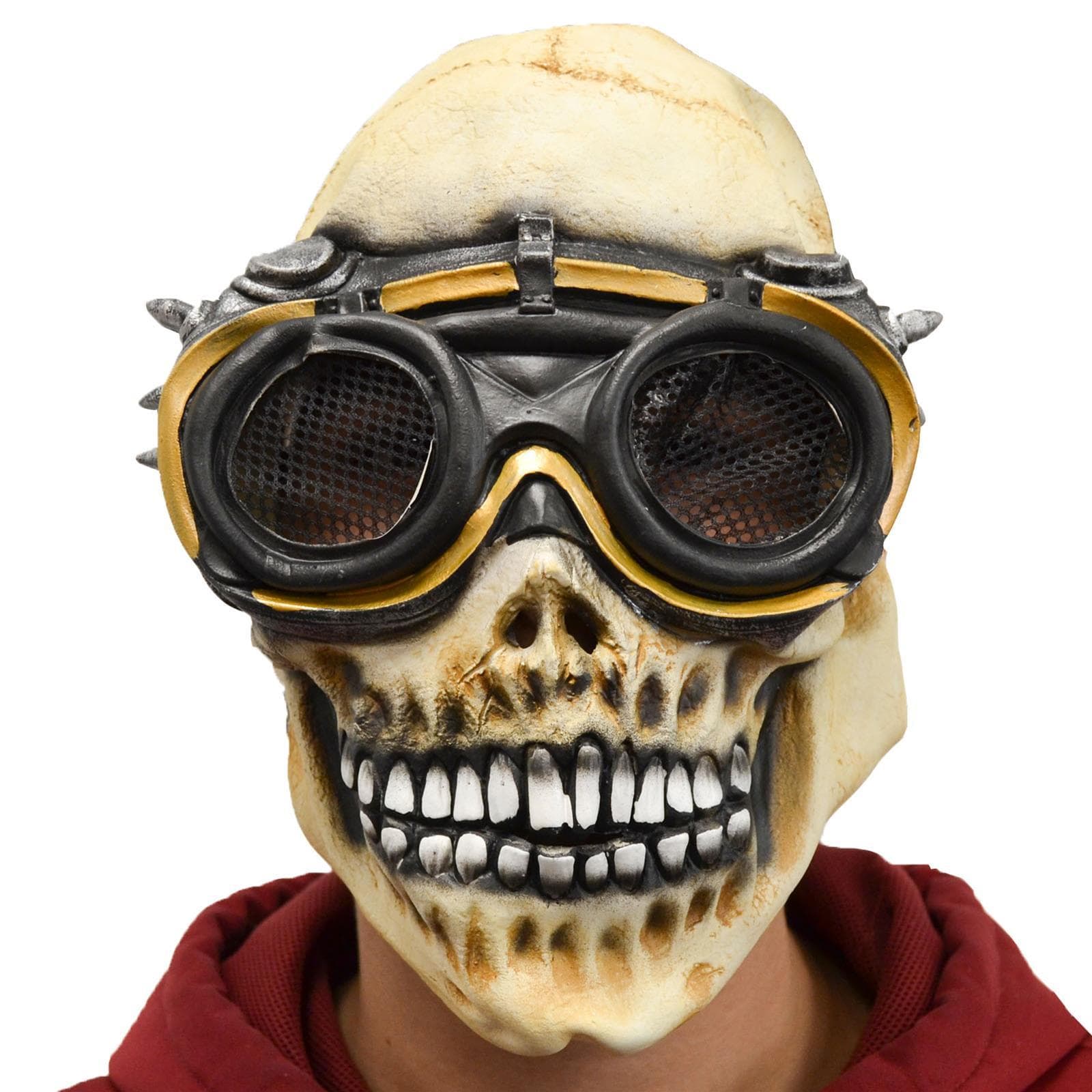 Maschera in lattice realistica mostro teschio con occhiali per carnevale e halloween - 5