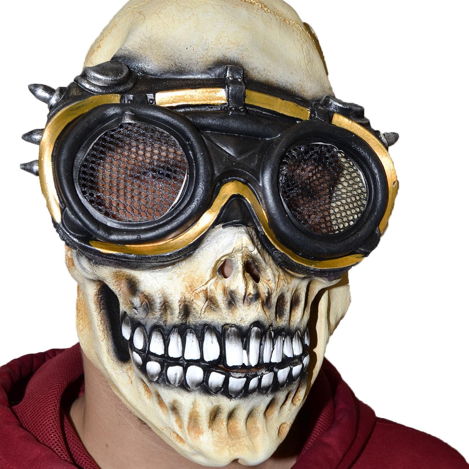 Maschera in lattice realistica mostro teschio con occhiali per carnevale e halloween - 3