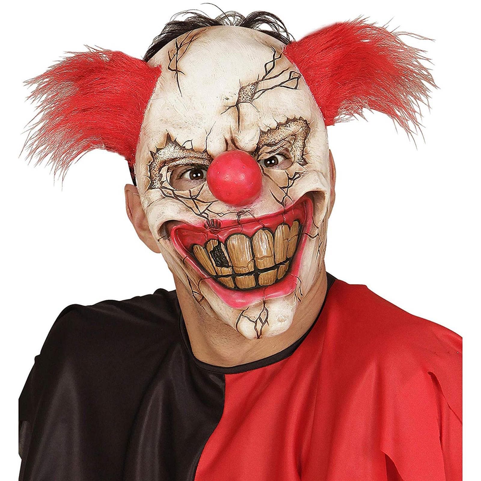 Maschera in lattice realistica pagliaccio con capelli rossi per carnevale e halloween - 6