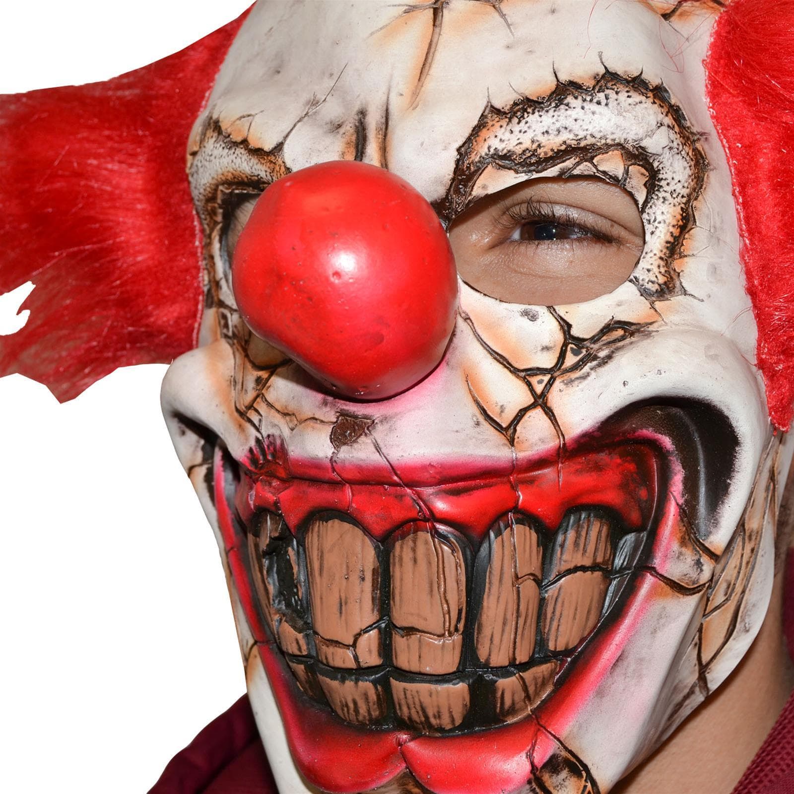 Maschera in lattice realistica pagliaccio con capelli rossi per carnevale e halloween - 3