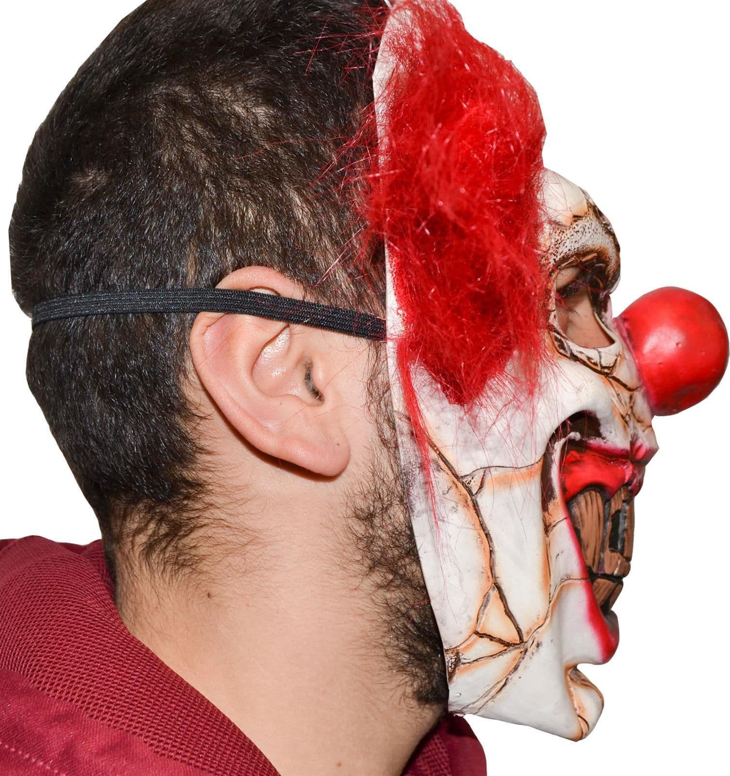 Maschera in lattice realistica pagliaccio con capelli rossi per carnevale e halloween - 4
