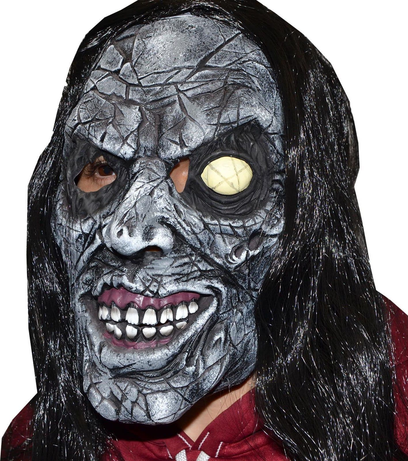 Maschera in lattice realistica mostro zombie con capelli per carnevale e halloween - 2