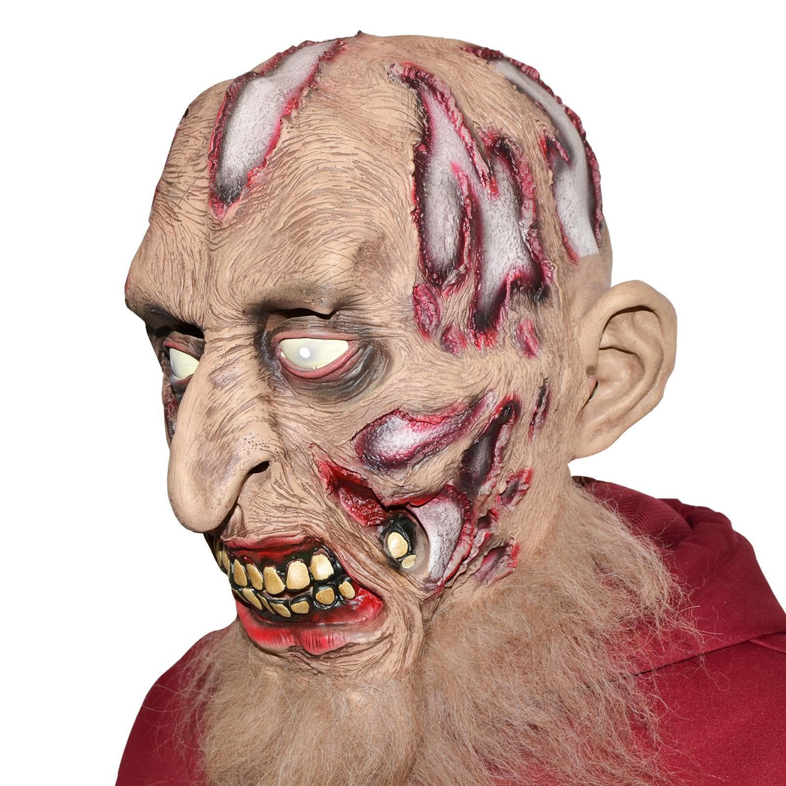 Maschera in lattice realistica mostro zombie con barba per carnevale e halloween - 5