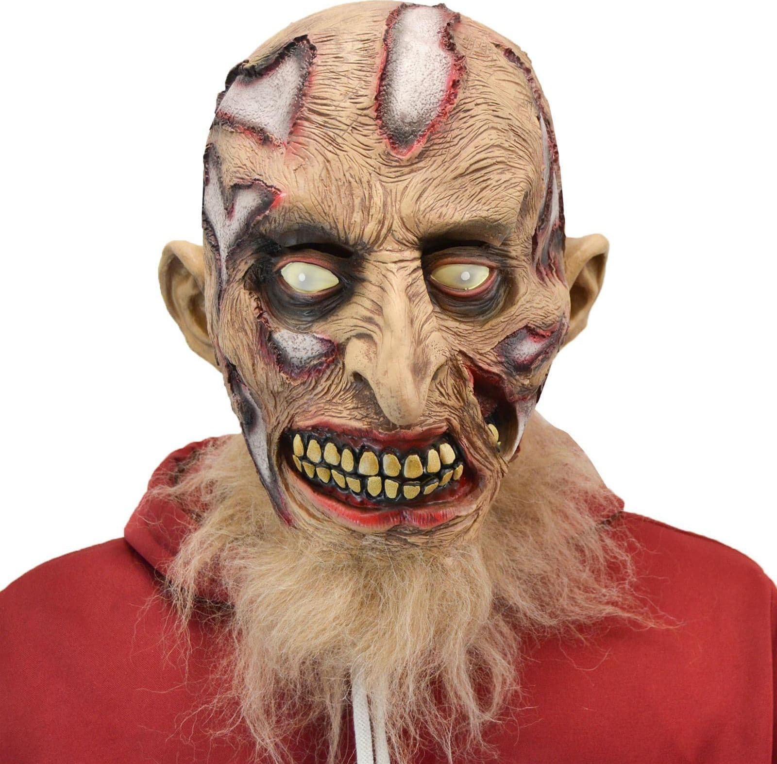 Maschera in lattice realistica mostro zombie con barba per carnevale e halloween - 2