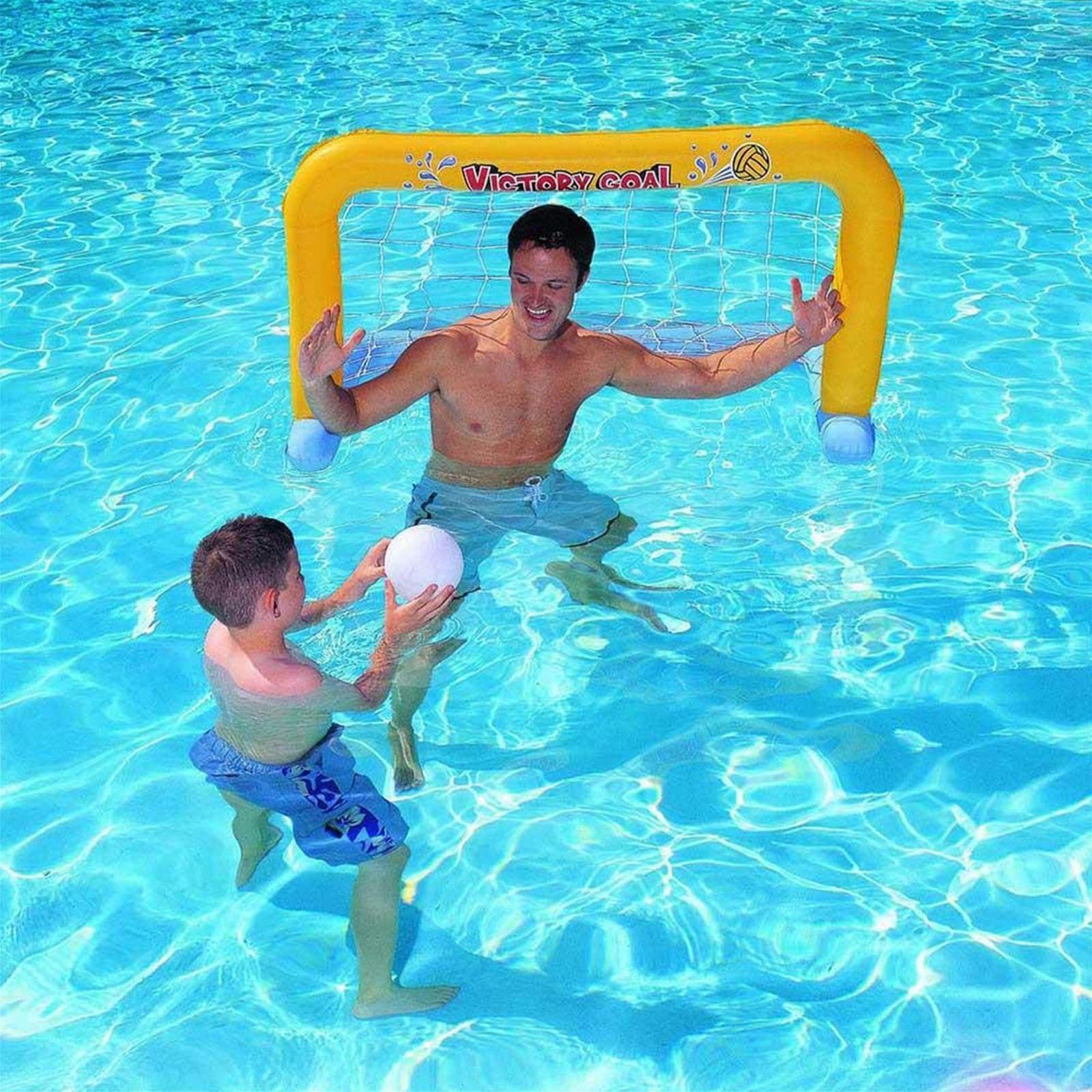 Set rete pallanuoto con palla gonfiabile per piscina 137 x 66 cm piscine giochi - 3