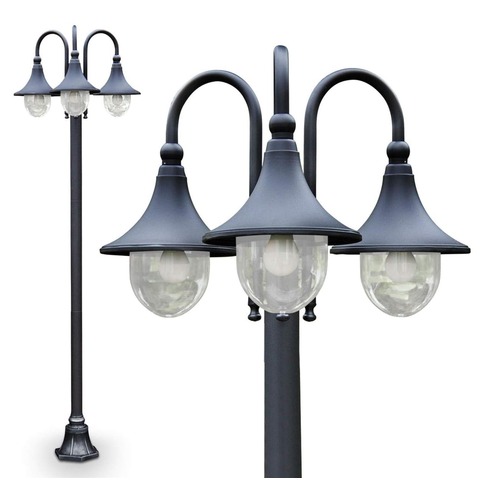 Lampione in alluminio galatea 3 luci cigno su palo cm 200 h illuminazione esterno - 3