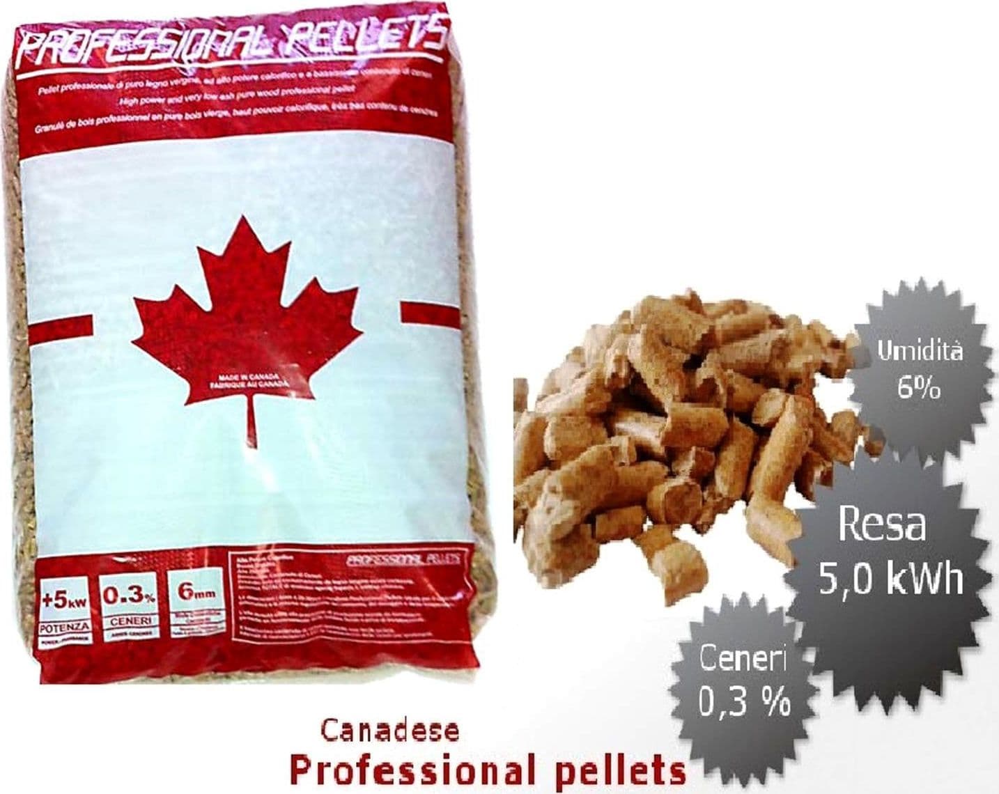 Pellet canadese professionale per riscaldamento di abete rosso 80% + abete bianco 20% kg 15 - 4