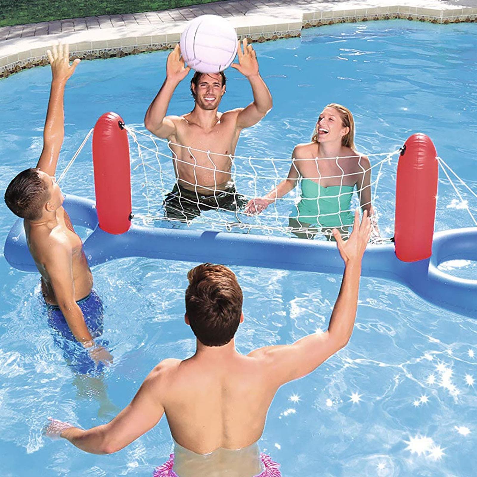 Set rete volley gonfiabile per piscina 244 x 64 cm, kit pallavolo - 2