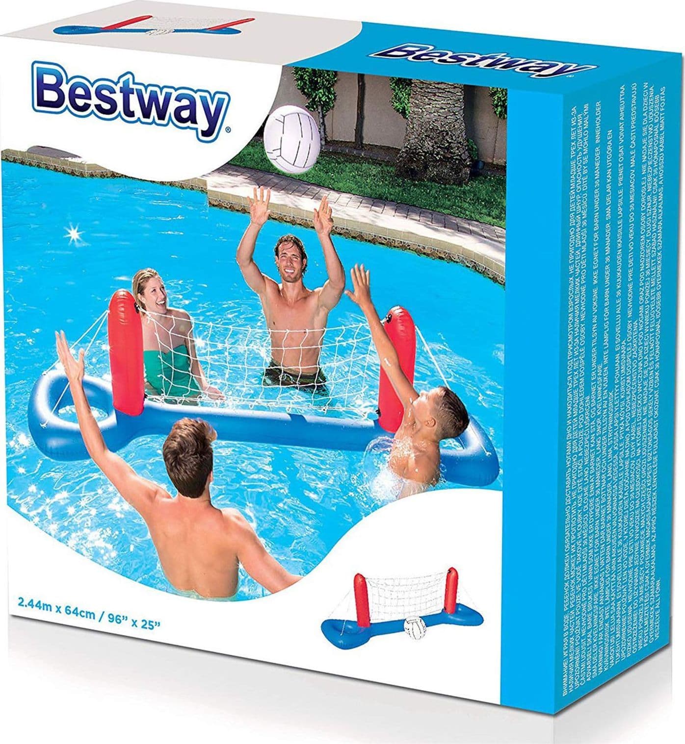 Set rete volley gonfiabile per piscina 244 x 64 cm, kit pallavolo - 3