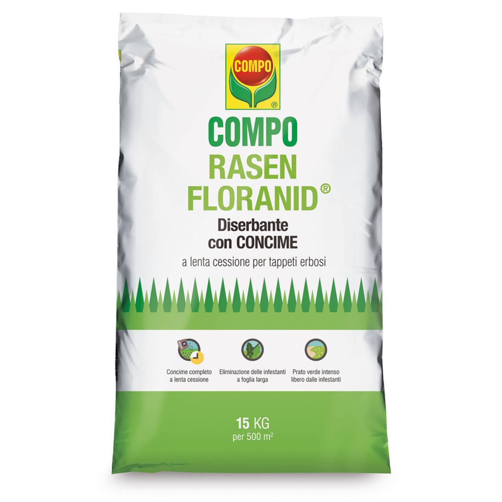 Compo rasen floranid diserbante erbicida concime granulare prato giardino kg 15 fertilizzante - 2