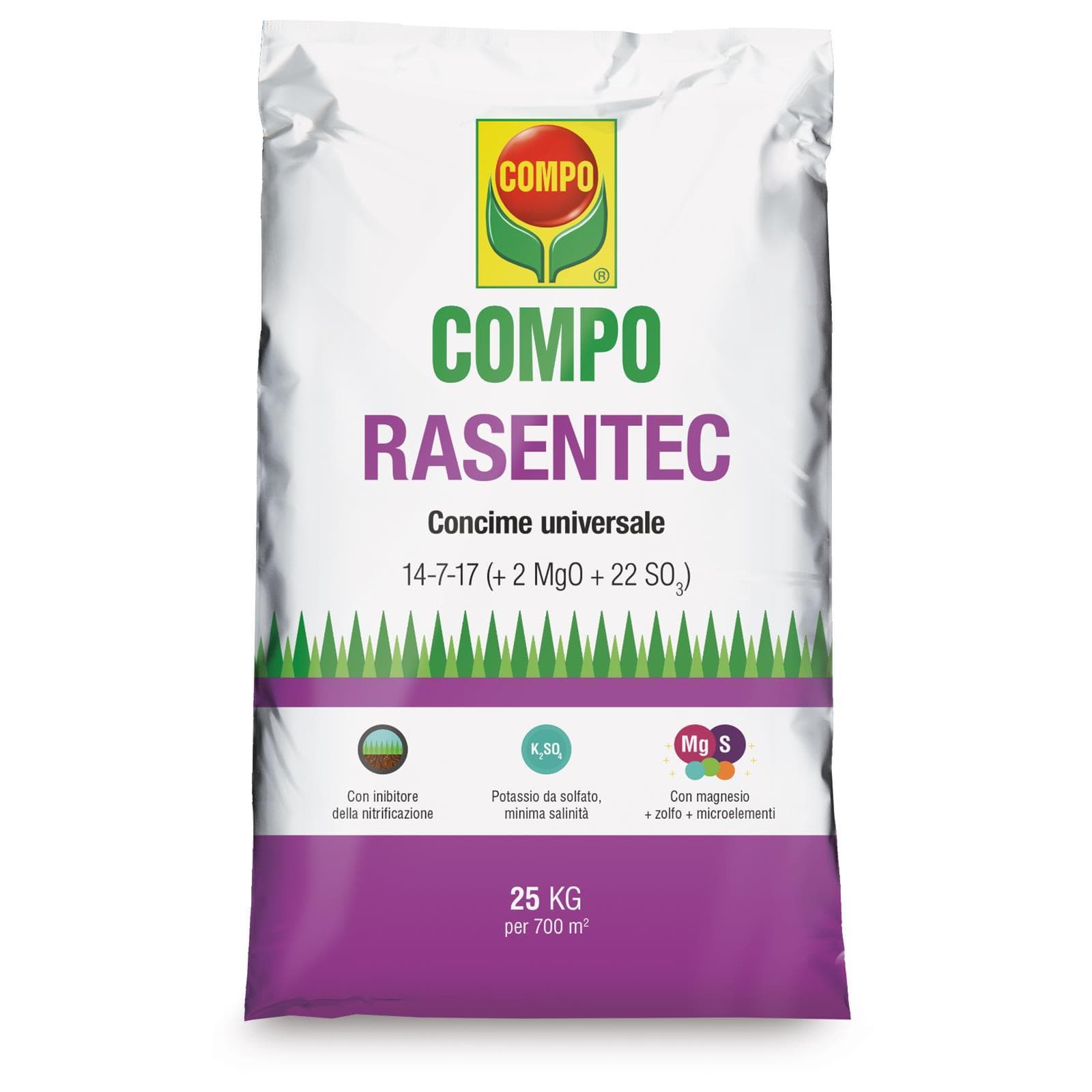 Compo rasentec concime tappeti erbosi con microelementi kg. 25 azoto fosforo e potassio - 2