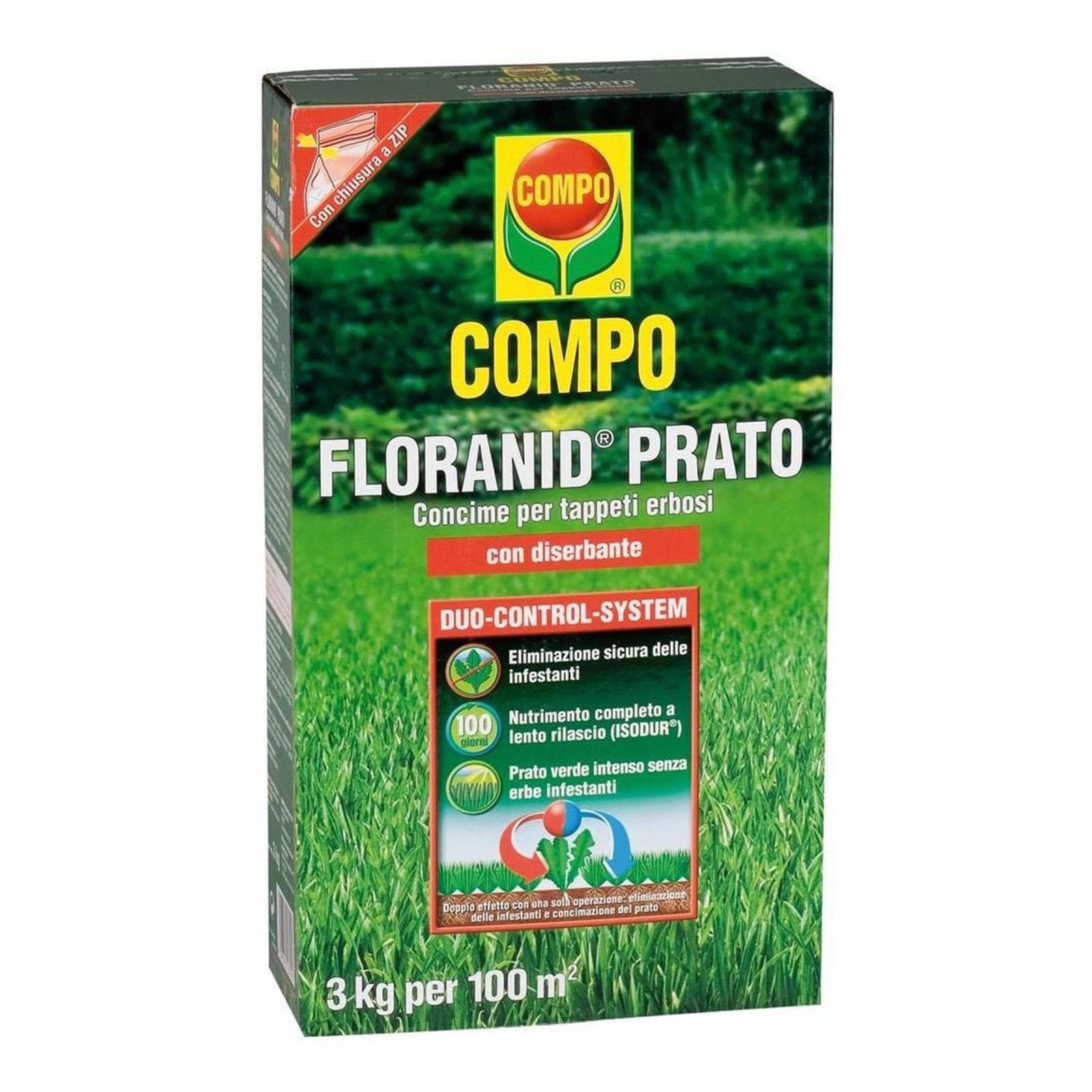 Concime per tappeti erbosi con diserbante granulare a lenta cessione "Floranid rasen" 3 kg - 3