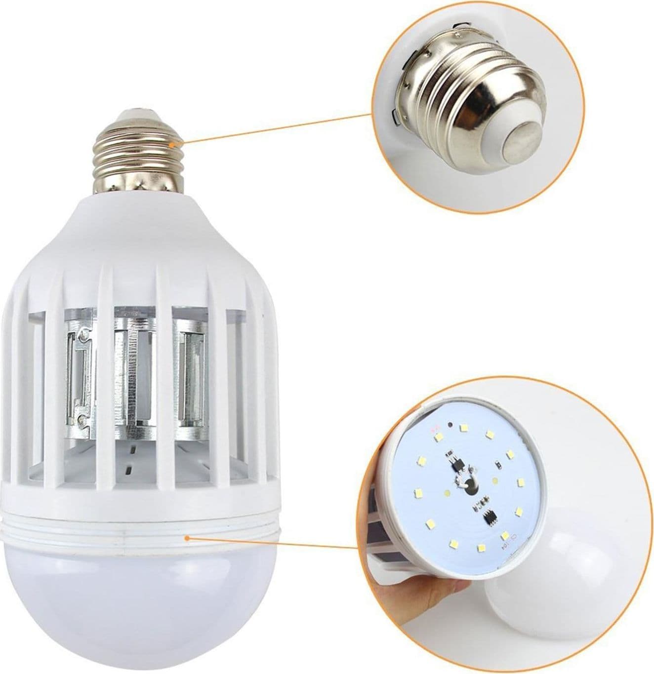 Lampadina elettro sterminatore per zanzare ed insetti zanzariera elettrica a led UV 45 mtq - 2