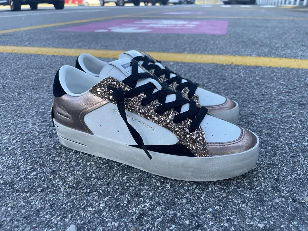 CRIME LONDON Sneakers donna SK8 DELUXE Bianco Bronzo Nero