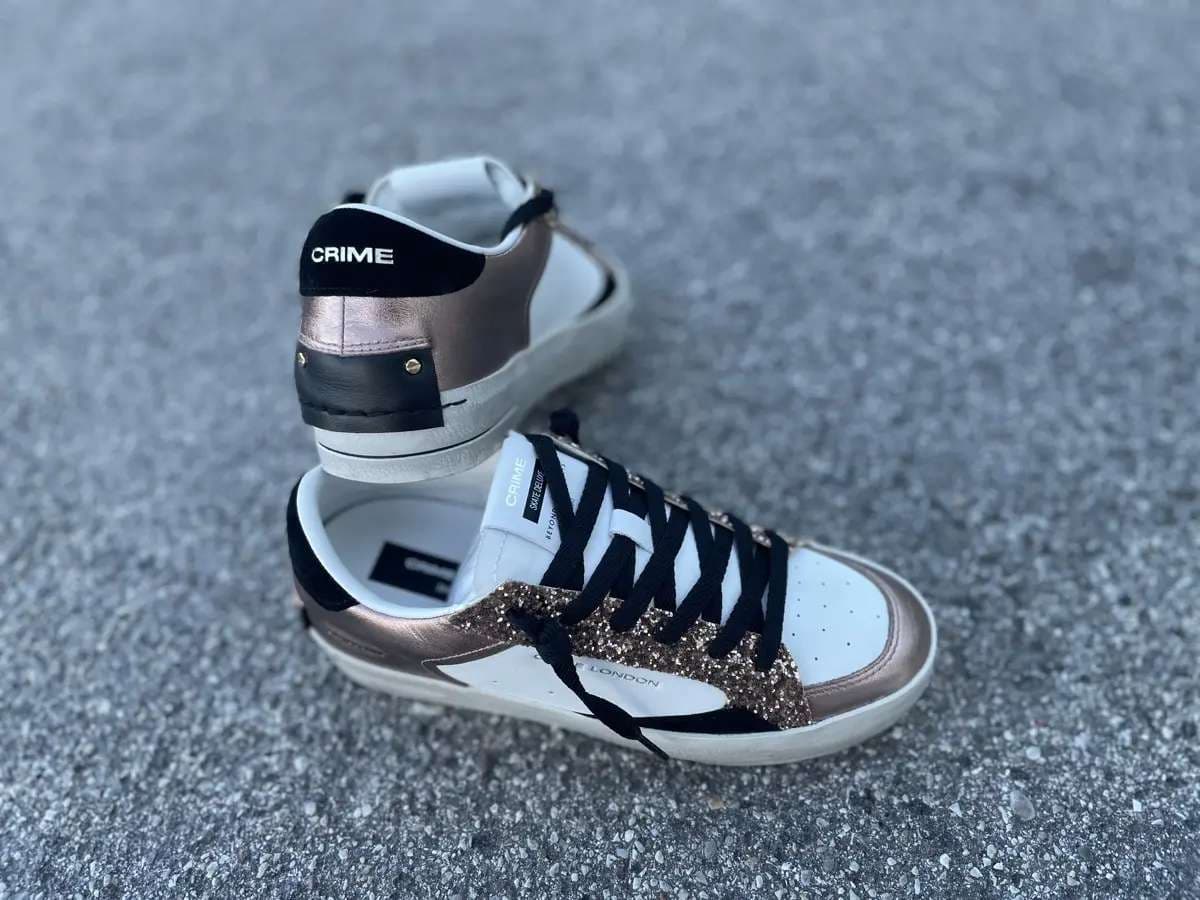 CRIME LONDON Sneakers donna SK8 DELUXE Bianco Bronzo Nero - 2