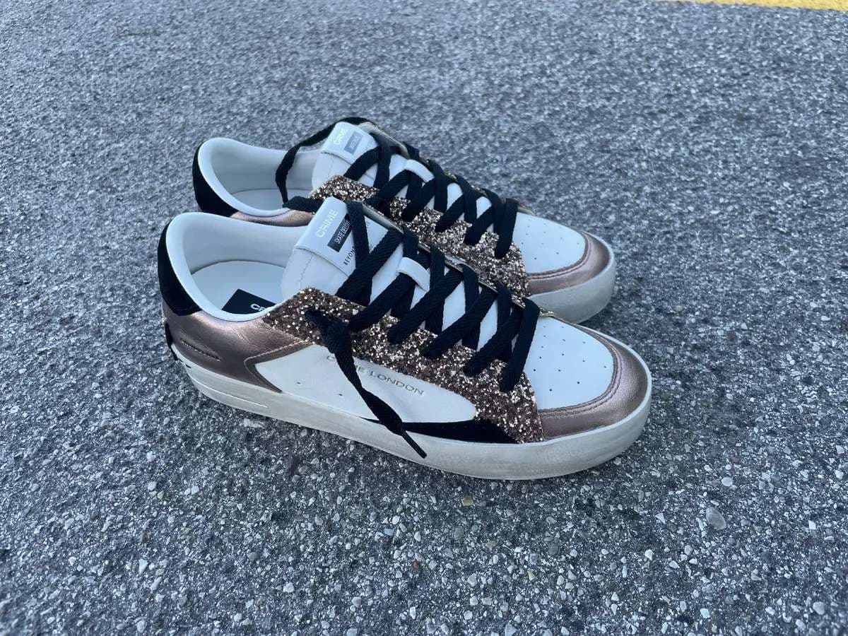 CRIME LONDON Sneakers donna SK8 DELUXE Bianco Bronzo Nero - 3