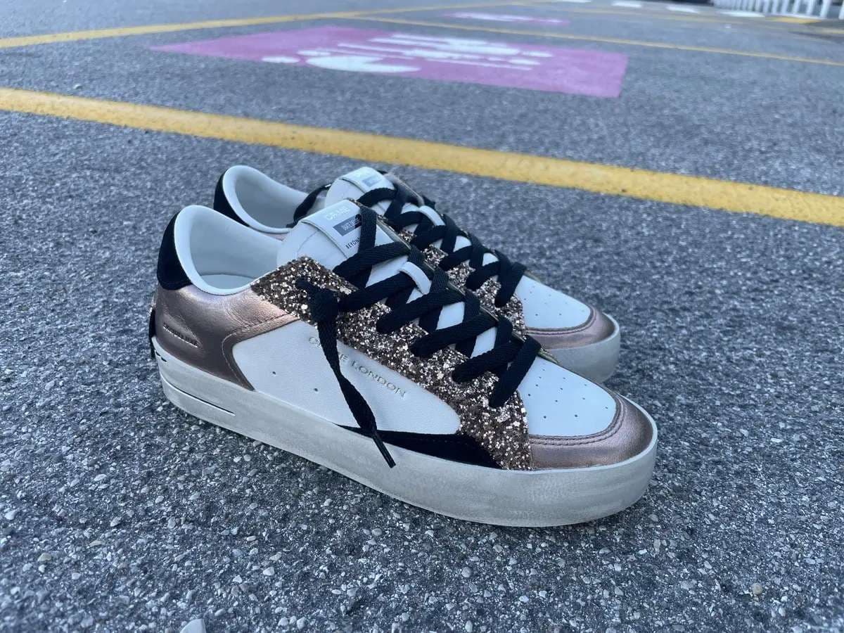 CRIME LONDON Sneakers donna SK8 DELUXE Bianco Bronzo Nero - 4