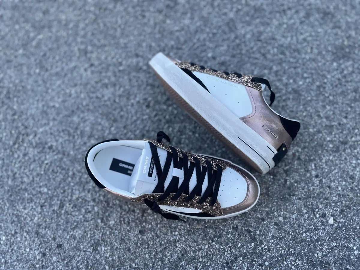 CRIME LONDON Sneakers donna SK8 DELUXE Bianco Bronzo Nero - 5