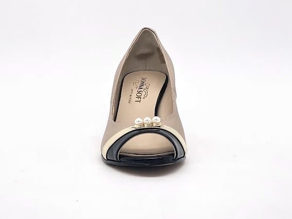 DONNA SOFT Décolleté spuntato in vernice nera e pelle oro 7245A - 3