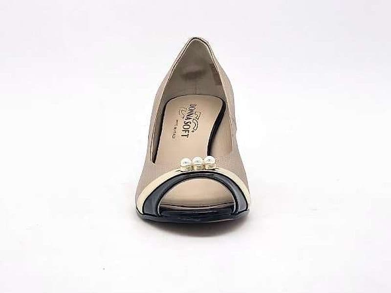 DONNA SOFT Décolleté spuntato in vernice nera e pelle oro 7245A - 3