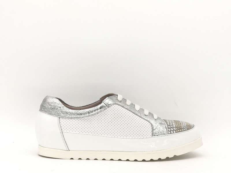 Donna Soft sneakers donna bianco argento con inserti laminati - 5
